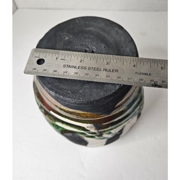 Raku Hand Thrown Coiled Pottery Vase signed JH  5"  1996 Western Style SEE - Picture 6 of 10